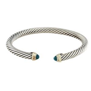 David Yurman Renaissance Cable Cuff Bracelet 4 mm Sterling Silver 14k Gold Med